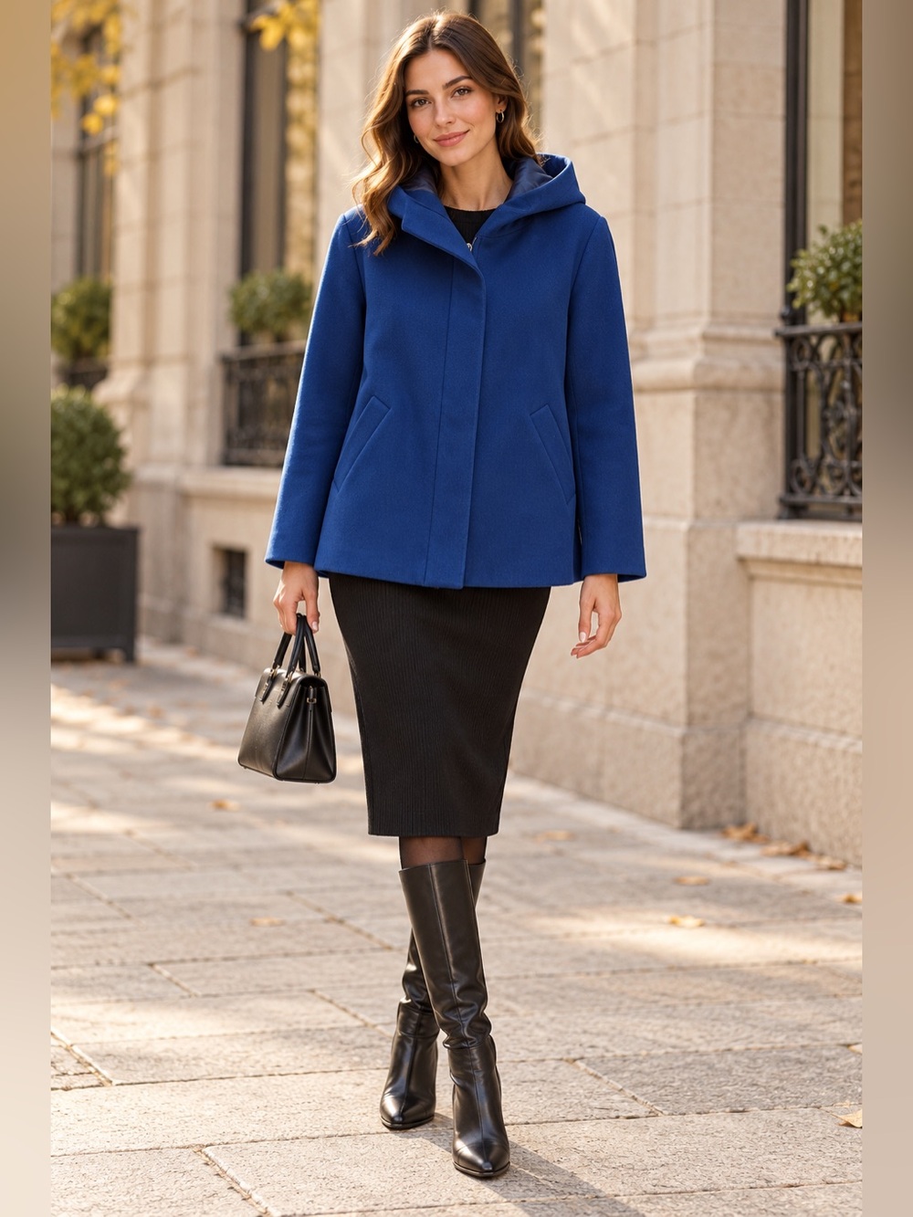 Hutch Royal Blue Hooded Wool-Blend Pea Coat
